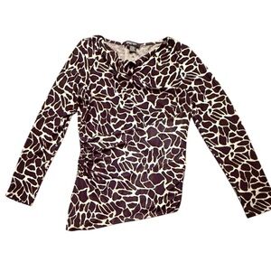 Etcetera by Carlisle Black/White Asymmetrical 3/4 Sleeve Top Size Large $345